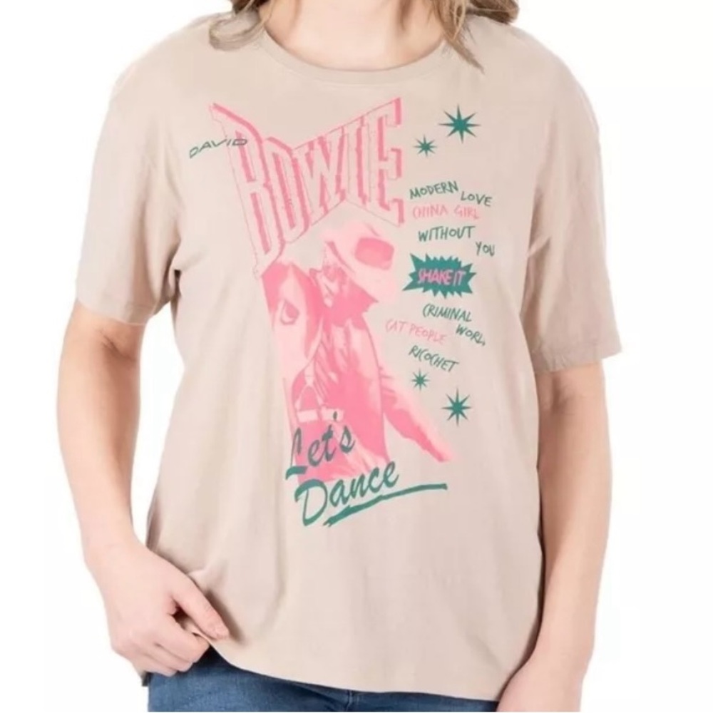 David Bowie Let’s Dance Graphic Tee  ( Tan ) New Size XL